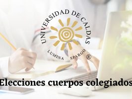 Logo de la Universidad de Caldas, con el texto: Elecciones a cuerpos colegiados