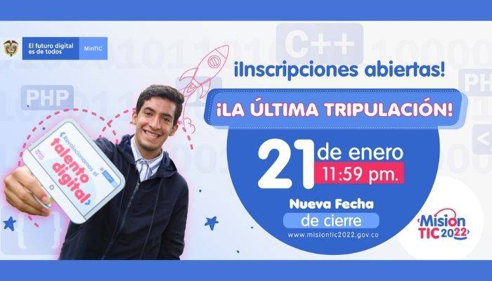 Vence el plazo para inscribirse en Misión Tic 2022