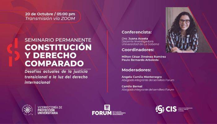Para esta oportunidad  el tema será “Desafíos actuales de la justicia transicional a la luz del derecho internacional”