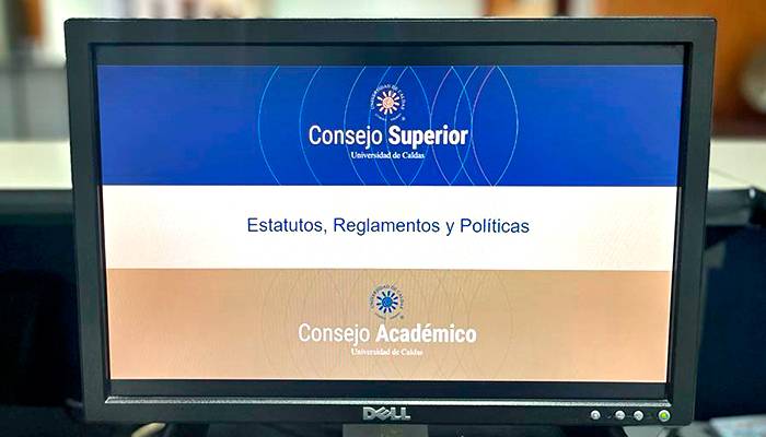 Imagen de pantalla computador con estatutos, reglamentos y políticas