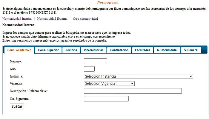 Normograma. Imagen de la página del SIG Ucaldas