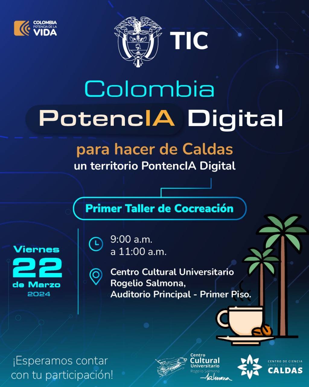 Taller de co-creación Colombia potencIA digital: para hacer de Caldas un territorio potencIA digital.