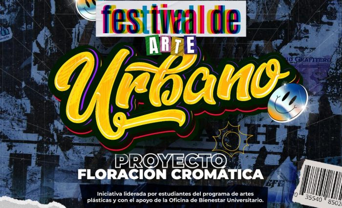 Afiche promocional del Festival de Arte Urbano que se realiza en el bloque Bicentenario de la U. de Caldas, por artistas que pintan murales, hacen circo y cambian las dinámicas de la Universidad con sus creaciones.