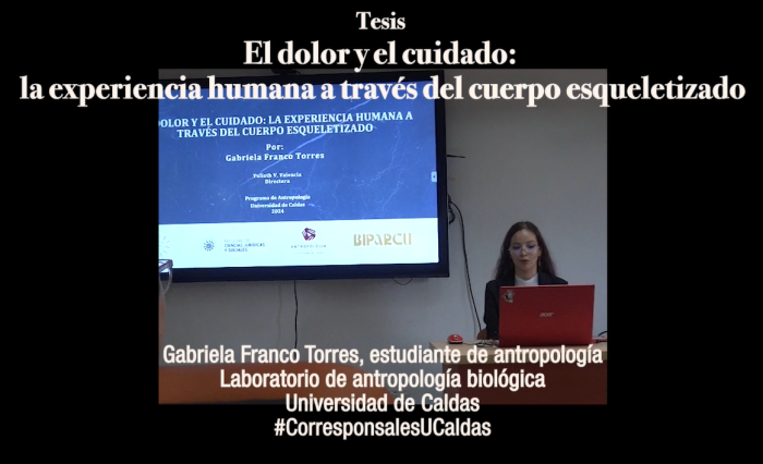 Imagen de la estudiante de Antropología, Gabriela Franco, quien reconstruye la vida de una mujer a partir de su esqueleto. Sus hallazgos investigativos se encuentran en su tesis de grado.