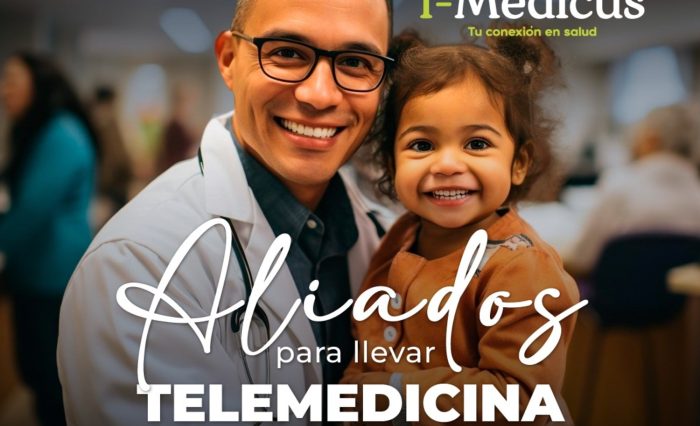 Nuevos aliados para llevar telemedicina a quienes más lo necesitan. Salud Digital en Colombia. En la imagen se observa a un médico amable cargando a una niña.