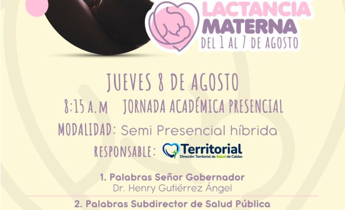 Facultad de Ciencias para la Salud se une a la celebración de la Semana Mundial de la Lactancia Materna. en la imagen se lee el nombre del evento.