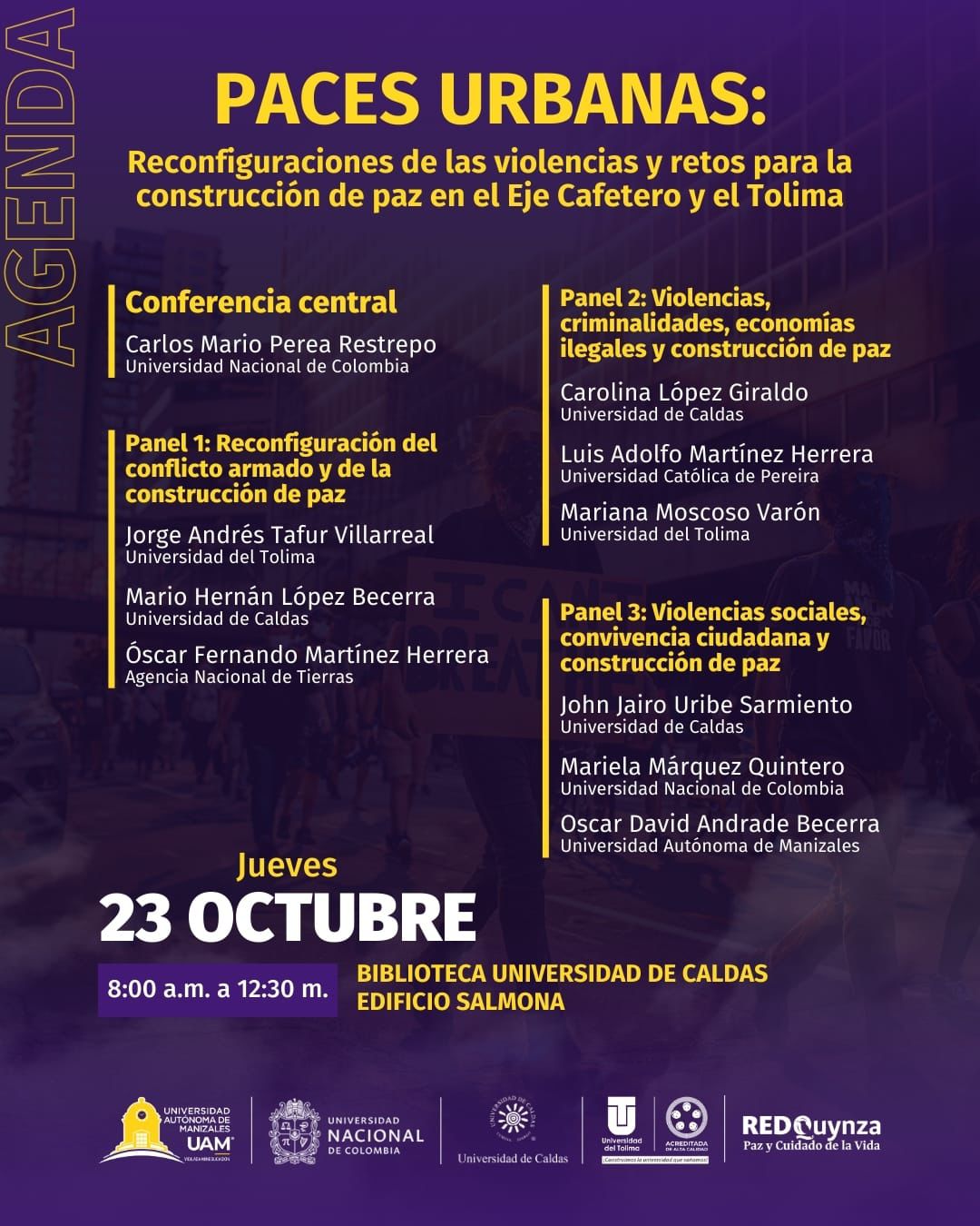 Conferencias  Peces Urbanas  Reconfiguración de las violencias y retos para la construcción de paz en el Eje Cafetero y el Tolima