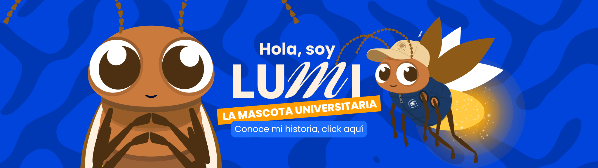 Portada de bienvenida con la mascota de la Universidad Lumi